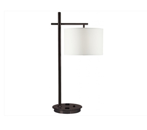 Lampe de bureau moderne Wyndham Wingate HL-61303-S68-010D, corps en fer avec abat-jour en forme de tambour, base d'ampoule E26 pour chambre King ou Queen - Product Image 1