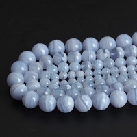 Perles Rondes en Calcédoine Naturelle, Agate Blue Lace et Agate Violette pour la Fabrication de Bijoux et la Conception Artisanale