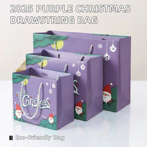 Sac fourre-tout à cordon violet unique 2026, nouveau modèle exquis en carton pour expositions et cadeaux - Product Image 3