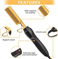 Peigne chauffant électrique pour lisser les cheveux, idéal pour les perruques Lace Front et le coiffage, noir