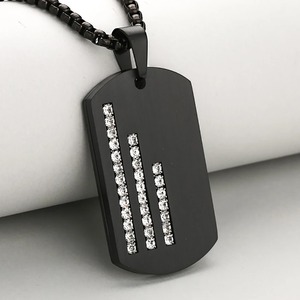 Stainless Steel Zircon <b>Dog</b> <b>Tag</b> Pendant <b>Necklace</b> Hiphop <b>Men</b> Women Military Card American Soldier Identity <b>Tags</b> With Rhinestones - Product Image 6