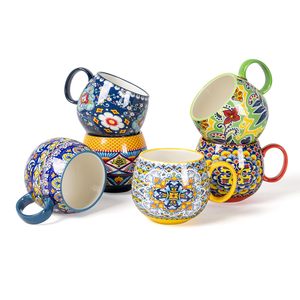 Boccali in ceramica stile bohémien di fabbrica XINGYE in <span class=keywords><strong>porcellana</strong></span> colorata con fiori dipinti <span class=keywords><strong>a</strong></span> <span class=keywords><strong>mano</strong></span> <span class=keywords><strong>tazze</strong></span> Boho - Product Image 1