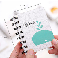 Portátil mini horario lindo animal dibujos animados doble anillo espiral cuaderno