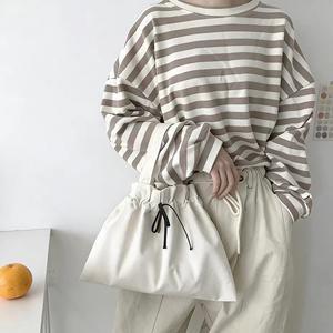 New Design Custom Logo Letter Portable Versatile Canvas Cotton Eco Recyclable Handheld Zipper Shoulder Closure Long Handle Tote - Product Image 1