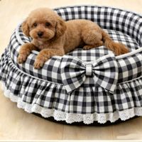 Nid pour animaux de compagnie de style princesse, rond, épaissi, respirant, chaud, toutes saisons, motif à pois, tapis de couchage pour la maison