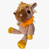 Nouvelle conception de peluche de cheval brun avec un foulard orange, adorable peluche d'animal