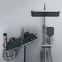 Vente en gros Ensemble de douche à affichage numérique pour salle de bain en laiton à LED sous pression blanc laiteux Ensemble complet thermostatique de douche de tête