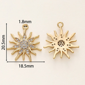 Sun Pendant 18K Gold Plated <b>Copper</b> Star Shape DIY Jewelry Findings For <b>Bracelet</b> Making - Product Image 2