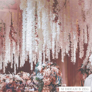 100CM Hoa Lụa Nhân Tạo 18 <span class=keywords><strong>M</strong></span>àu Trắng Sâ<span class=keywords><strong>m</strong></span> Banh Wisteria Vòng Hoa Gia Đình Trang Trí Tiệc Cưới Dây Leo Hoa Cẩ<span class=keywords><strong>m</strong></span> Tú Cầu Treo - Product Image 2
