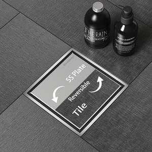 Mondeway Drain carré en <span class=keywords><strong>plastique</strong></span> de taille 150x150mm conception réversible sur grille d'insertion de carrelage de haute qualité poli miroir - Product Image 2