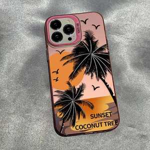 Coque de téléphone souple en TPU avec motif palmiers au coucher du soleil, pour iPhone 17 16 15 14 13 12 11 ProMax Plus, personnalisable avec photos et logo – Vente en gros - Product Image 4