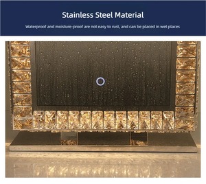 Miroir de Maquillage <span class=keywords><strong>LED</strong></span> Mural Haut de Gamme Moderne avec Bordure en Cristal, Réglable, Intelligent et à Intensité Variable, Idéal pour Mariage et Événements Spéciaux - Product Image 4