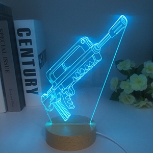 Lámpara LED 3D con Figura de Pistola de Luz <span class=keywords><strong>Modelo</strong></span> 3000, Decoración de Pared para Oficina, Dormitorio, Hogar, Regalo para Niños, Oferta de Fábrica, Envío Directo - Product Image 3
