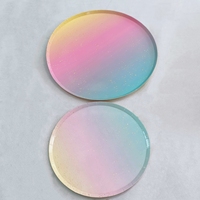 Assiettes en papier plates colorées assiettes de couleur arc-en-ciel avec des fournitures de fête d'estampage de feuille d'or avec des décorations de fête de couleur dégradée