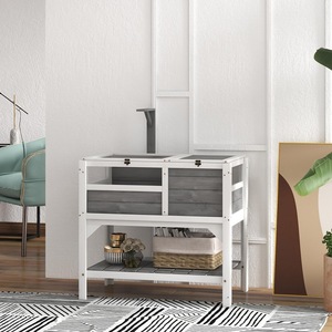 Jaula para Mascotas de Madera Maciza, Rectangular, Gris y Amarilla, para Interiores y Exteriores, Hábitat para Hámsteres y Reptiles, Impermeable, Jaula de Escalada - Product Image 2