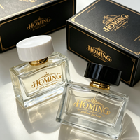 Flacon pulvérisateur de parfum en verre transparent carré plat de haute qualité, 100 ml, 30 ml, 50 ml, avec bouchon noir ou rose de 15 mm