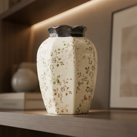 Ensemble de vases hexagonaux en céramique rustique Wabi-sabi ARM LVG, bord festonné, peint à la main, vase à fleurs sauvages, décoration d'intérieur