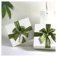 Boîte cadeau personnalisée en carton rigide blanc pour la Saint-Valentin, anniversaire, mariage, emballage avec nœud - Recyclable
