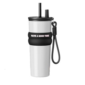 Gobelet isotherme en acier inoxydable avec paille, grande capacité, bouteille d'eau isolée pour femmes, idéal pour les voyages - Product Image 1