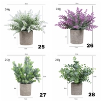 PT003-16 Vente en gros de faux petits bonsaïs en plastique vert, herbe artificielle en pot, ensemble pour la décoration de bureau à domicile