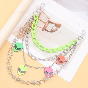 Cadena de cintura de plástico fluorescente colorida Yueli con colgante de alienígena, cadena de metal punk para mujer, cadena corporal de moda para fiestas - Product Image 4