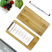 Porte-menu en bambou avec clip métallique, porte-menu en bois personnalisé avec logo pour restaurant, café, hôtel
