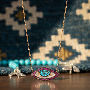 Forme d'oeil mauvais œil pendentif turc en gros fabriqué à la main 925 bijoux en argent Sterling pour femme bijoux - Product Image 3