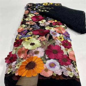 Nouveau Designer Big Flora Dentelle Tissu 100% Polyester Sergé Style avec Motif Brodé Couleur Personnalisée Robe de Bienvenue pour les Filles - Product Image 6