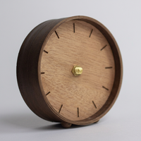 Jam Meja Kayu Modern Alarm Ganda Desain Klasik Tipe Gulung Bertenaga Baterai untuk Kantor Kamar Tidur Ruang Tamu Ruang Makan Rumah