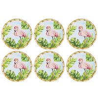 Assiette en mélamine pour le service de petit déjeuner, ensemble de 4 plats à fleurs