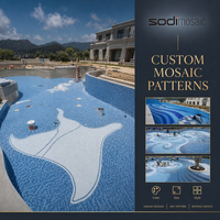 Mosaïques de carreaux décoratifs pour piscine, en verre brillant, motif vague carrée bleu marine, antidérapants pour murs et sols