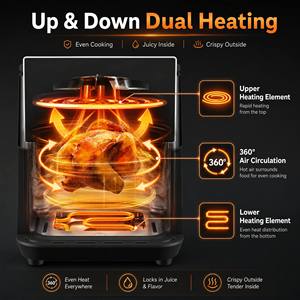 <span class=keywords><strong>Friteuse</strong></span> à air intelligente 9L en promotion, démarrage différé 24H, double chauffage supérieur et inférieur, 20-en-1, fenêtre visible LED tactile, <span class=keywords><strong>sans</strong></span> <span class=keywords><strong>huile</strong></span>, numérique - Product Image 3