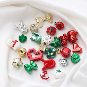Perles de Noël en acrylique 20 mm, accessoires de bijoux DIY, entretoises colorées rouge et vert pour la fabrication de chaînes de téléphone - Product Image 3