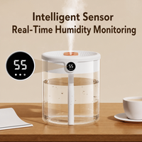 Nouvel humidificateur à double pulvérisation 2L, USB, grande capacité, silencieux, pour la maison, la chambre, le bureau, avec lumière nocturne et affichage numérique