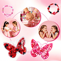 Kit de bijoux DIY en gros avec boîte papillon, perles acryliques rouges et breloques pour bracelets, fournitures de bricolage pour enfants