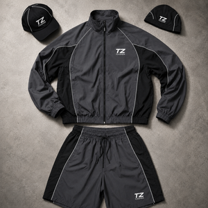 Conjunto Deportivo de 2 Piezas para <span class=keywords><strong>Hombre</strong></span>, Chaqueta Cortavientos y Pantalones Cortos, con Detalles en Nylon Transpirable, Fabricación Personalizada OEM al por Mayor - Product Image 1
