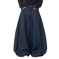 DiZNEW Jeans Oversize Homme Indigo Foncé Brut Silhouette Ballon Coutures Courbes Jambe Extrêmement Large Denim Personnalisé OEM