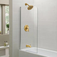 Système de douche thermostatique de luxe en laiton poli doré avec bec de baignoire, vanne NPT 1/2, pour projets hôteliers