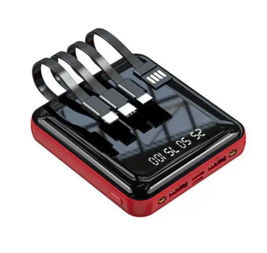 Power Bank Mini 20000mAh Charger portabel harga pabrik dengan kabel USB mikro Tipe C LED cermin Power Bank pak baterai Powerbank