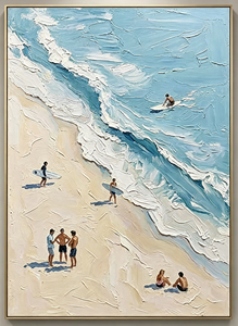 Decorazione Murale Blu Acqua per Resort, Stampa Aerea di Surfisti e Paesaggi Marini, Ideale per Accademie di Surf, Ostelli Fronte Mare e Appartamenti Vacanza - Product Image 4