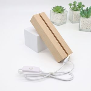 Creative <b>USB</b> Remote Switch Control LED <b>Night</b> <b>Light</b> Holder Beech Wood Base Rectangular Acrylic Middle Wooden Base Bedroom <b>Light</b> - Product Image 3