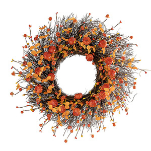 Corona de Otoño de 50 cm con Calabaza y Ramas Secas para Puerta Principal, Corona Artificial para Decoración Festiva - Product Image 5