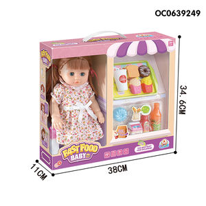 Muñeca de vinilo de 14 pulgadas con accesorios de comida para bebé, muñeco para beber y hacer pipi - Product Image 6