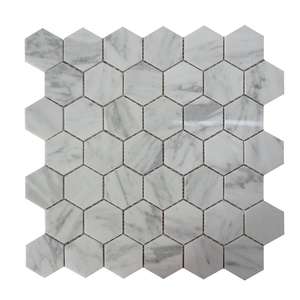 Tuile de mosaïque <span class=keywords><strong>en</strong></span> marbre blanc et gris Hexagone de mosaïque du siècle pour Villa Appartement Hôtel-<span class=keywords><strong>Dalle</strong></span> de Calcite - Product Image 5