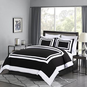 Qsy Bộ Sưu Tập wyatt 7-Mảnh Phong Cách Khách Sạn Vua Giường Túi Comforter <span class=keywords><strong>Set</strong></span> Màu Đen/Trắng Tấm Vuông Giáng Sinh Nhân Vật Bộ Đồ Giường Bộ - Product Image 5