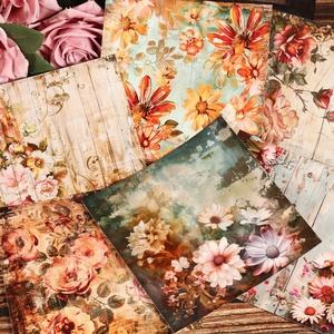12sheets Vintage Rustic Floral Shabby Chic Large Size Self-adhesive Custom Die Cut Scrapbook Background <strong>Sticker</strong> - Product Image 4
