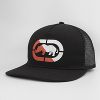 Gorra de béisbol unisex negra elegante y transpirable de 6 paneles con visera plana de lona y malla deportiva para exteriores, ideal para las cuatro estaciones.