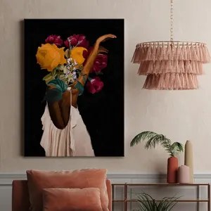 저렴한 검은 아름다움과 꽃 컬렉션 인쇄 캔버스 장식 벽 그림