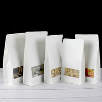 Pochette refermable personnalisée en papier kraft avec fenêtre, pour café, thé, noix, emballage alimentaire, sac en plastique