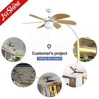 Ventilateur de plafond intelligent 1stshine avec lumières LED, design moderne, télécommande, lames en MDF, vente directe usine, pour maison connectée